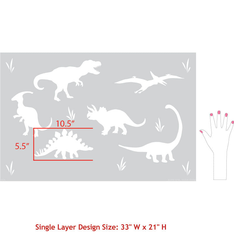 Jurassic Park Dinosaurs Wall Mural - DIY Kids Boys Room Nursery Wall Decor - Royal Design Studio Wall Stencils