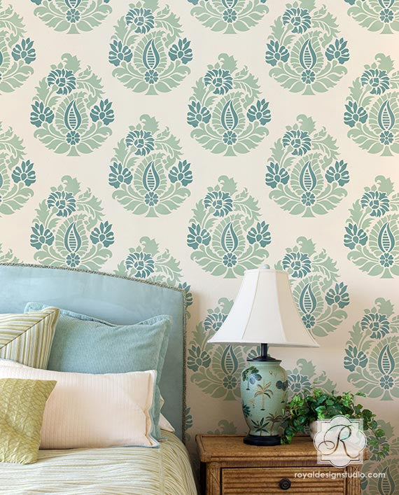 Rani Paisley Indian Damask Wall Stencil