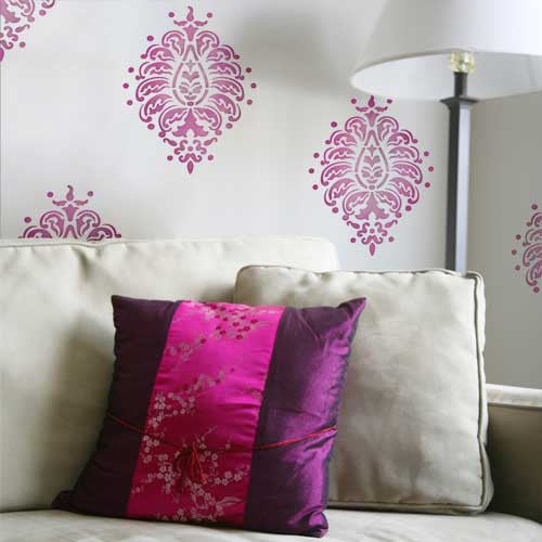Indian Designs Stenciled on Walls with Paisley Wall Art Stencils - Royal Design Studio