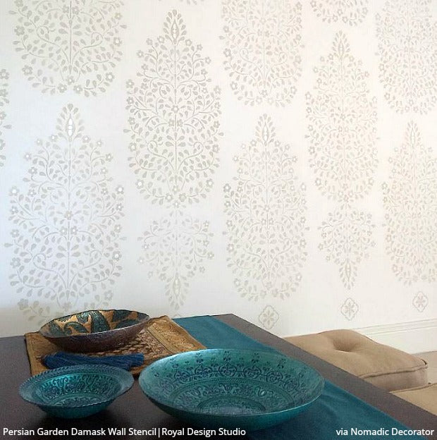 Persian Garden Damask Wall Stencil