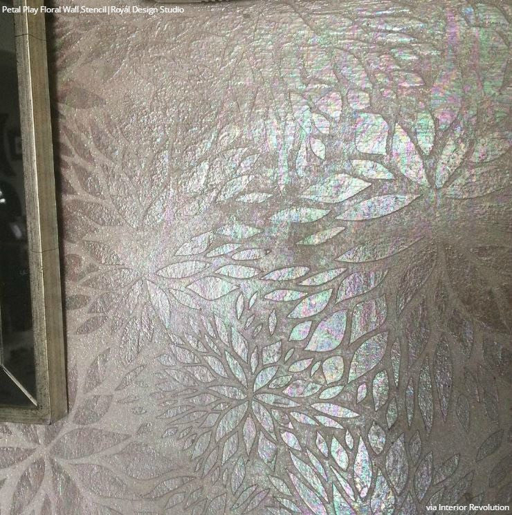 Metallic Glam Modern Flower Wall Stencils - Royal Design Studio