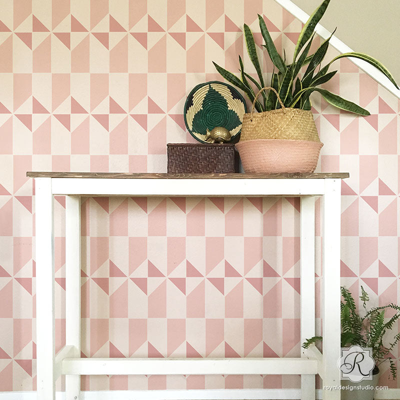 Custom Floor Tile Pattern or Wall Art Tiles - Calypso Tiles Allover Stencils for Painting - Royal Design Studio