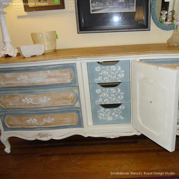 Vine and Leaves Scroll Allover Painted Furniture Stencils - Royal Design Studio and Chalk Paint Ideas