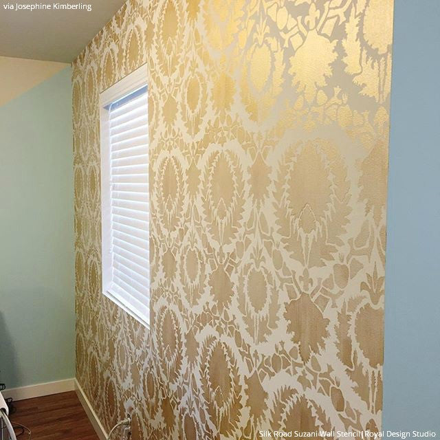 Silk Road Suzani Exotic Wall Stencils for Painting Accent Walls and Painted Floors - Royal Design Studio