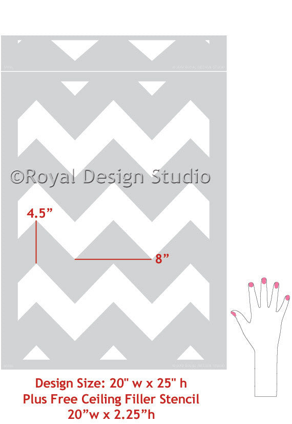 Modern and Classic Patterns for Painting Walls - Chevron Wall Stencils - Royal Design Studio