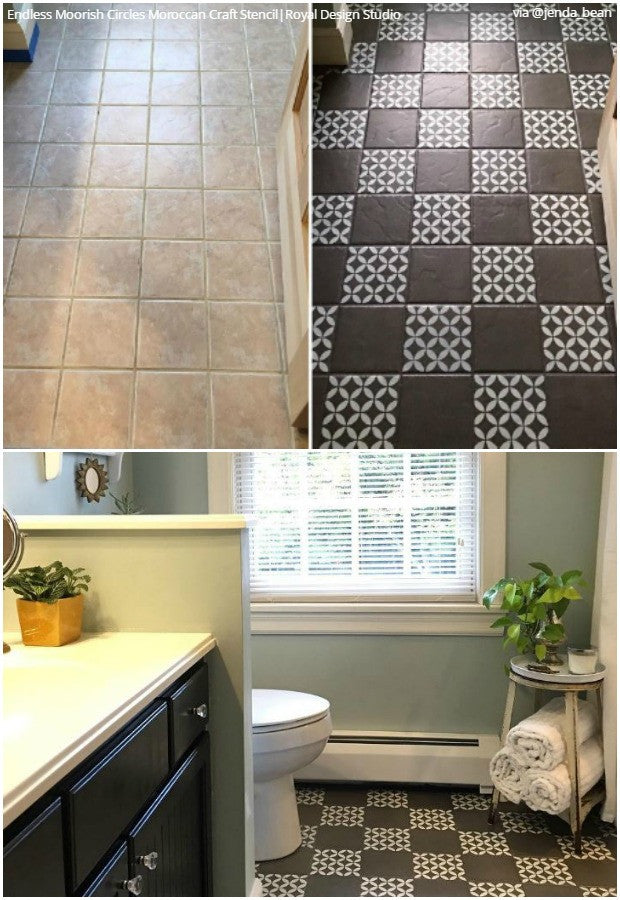 DIY Painted Vinyl Linoleum Floor Stencils - Tile Stencils from Royal Design Studio