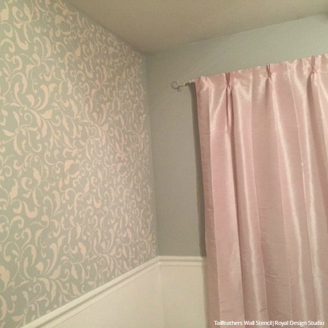 Tailfeathers Allover Wall Stencils for Painting an Accent Wall - Royal Design Studio