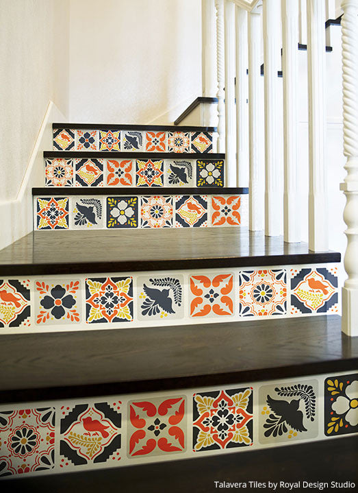 DIY Mexican Talavera Tile Furniture Stencils - Royal Design Studio