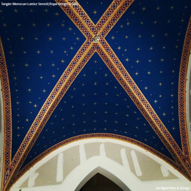 Grand Ceiling Stencils with Ornate Designs and European Style Interior Decor - Royal Design Studio Stencils