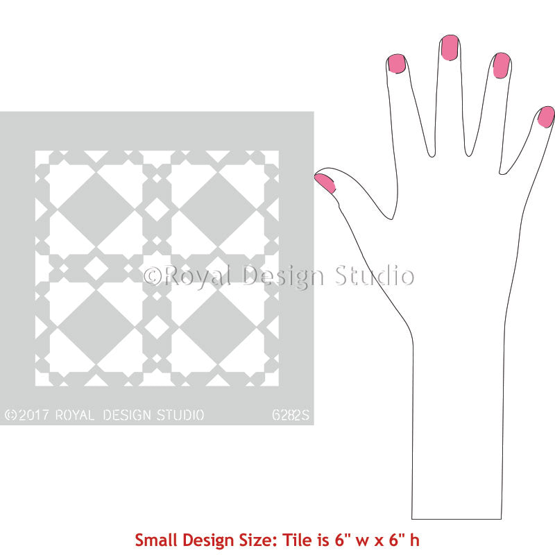 Small Moroccan Tile Patterns for Painting Concrete or Ceramic Tile Floors - Royal Design Studio Stencils