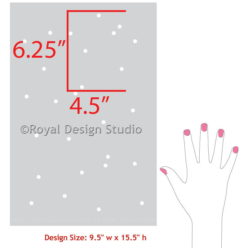 Painting Polka Dots on Tabletops and Dresser Drawers with Furniture Stencils - Royal Design Stuio