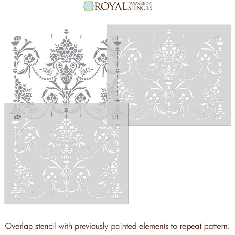 Vase & Pearls Allover Wall Stencil