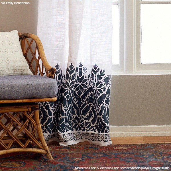 DIY Painted Curtains with Fabric Stencils - Border Stencils