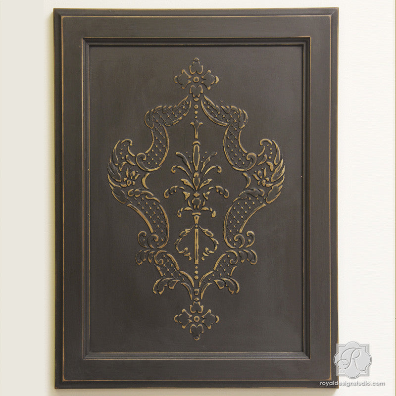 Painting furniture with classic Italian designs - Villa Damask Furniture Stencils - Royal Design Studio