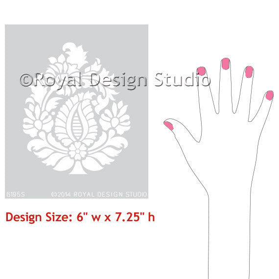Indian Design Paisley Wall Art Stencil by Royal Design Studio Stencils