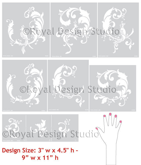 Oriental Designs on Painted Walls - Chinois Wall Stencil designs            