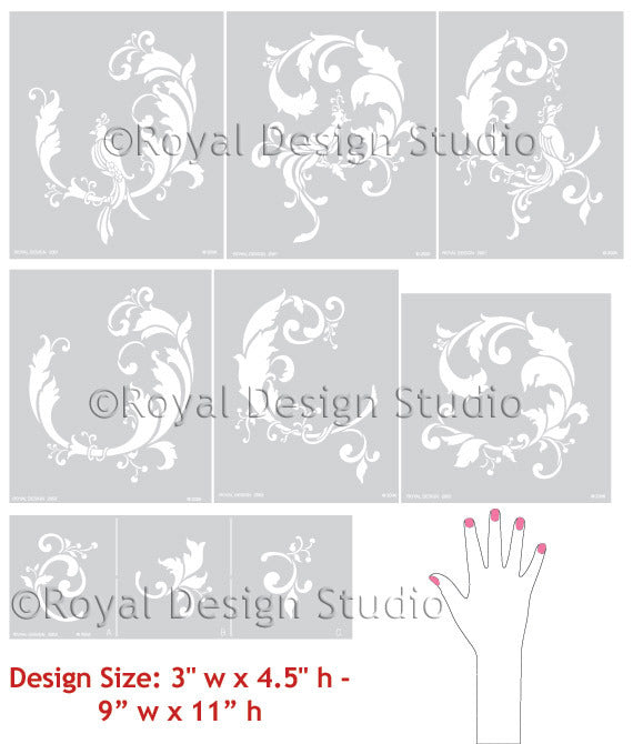 Oriental Designs on Painted Walls - Chinois Wall Stencil designs