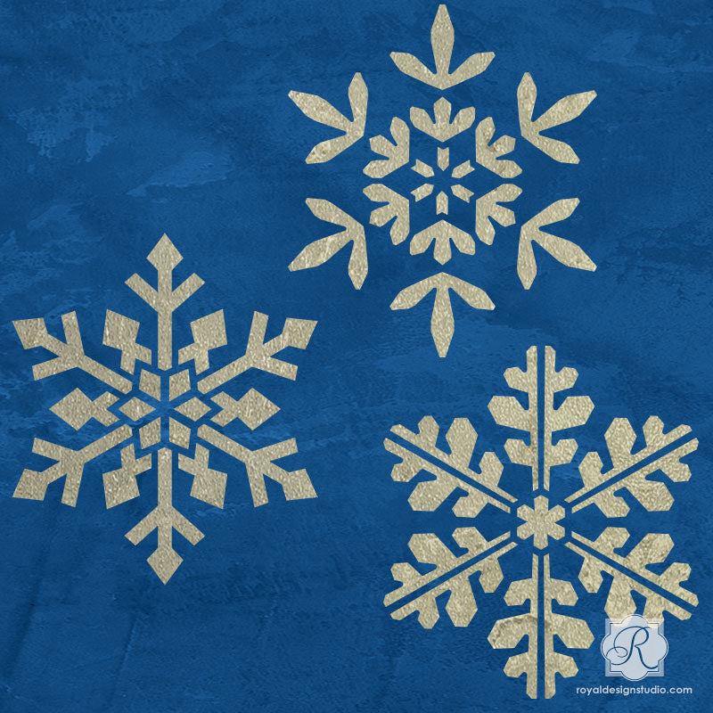 Snowflake Floral Star Tile Furniture Craft Stencils - Christmas Decor