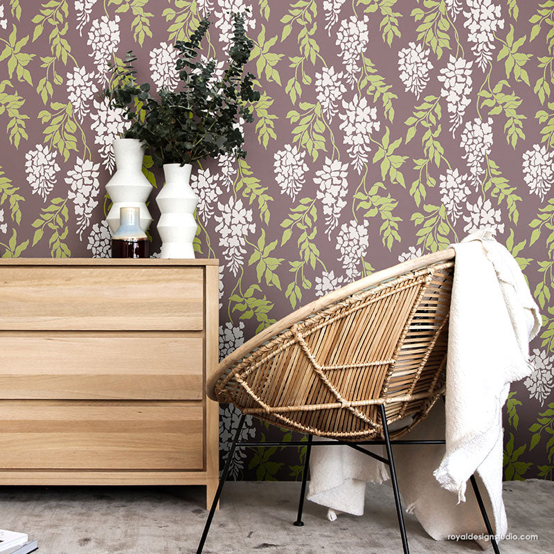 Wisteria Arbor Vine Wall Stencil