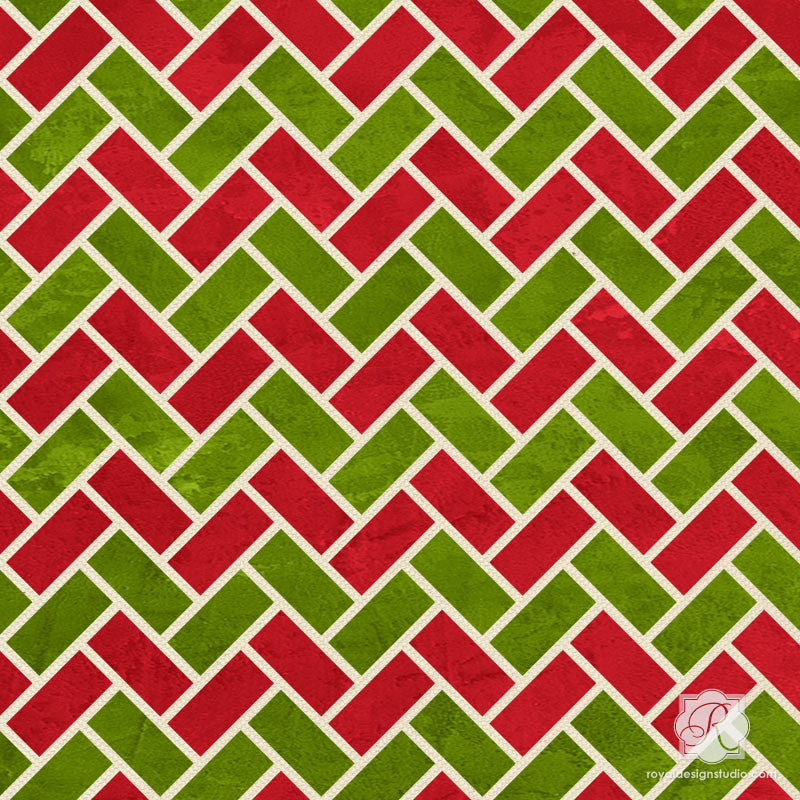 Zig Zag Tiles Moroccan Christmas Stencil