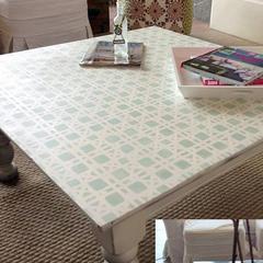 Stenciled Rattan Table Top by Bari J.!