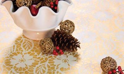 Romantic Homes Decks the Halls with Golden Stencils