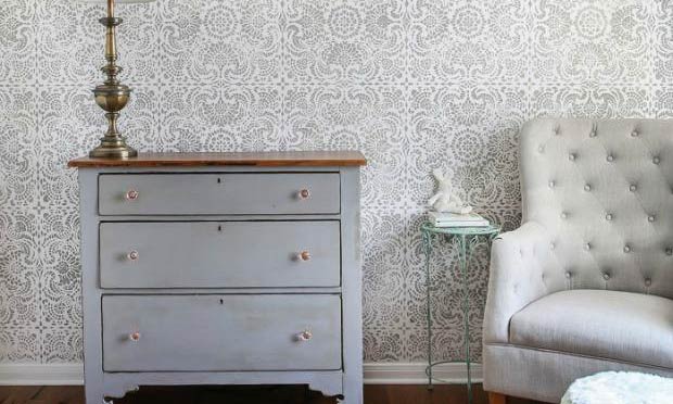 Shabby Chic Nursery Idea with Lace Wall Stencils