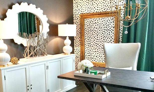 Trendy Office Makeover Idea: Cheetah Spots Wall Stencils