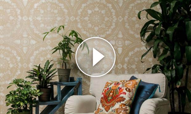 DIY Stencil Tutorial: Paint a Linen Fabric Wall Finish