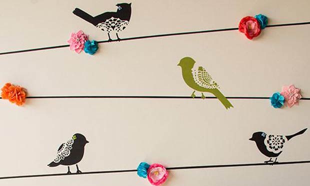 Stencil How-to: Birds on a Wire
