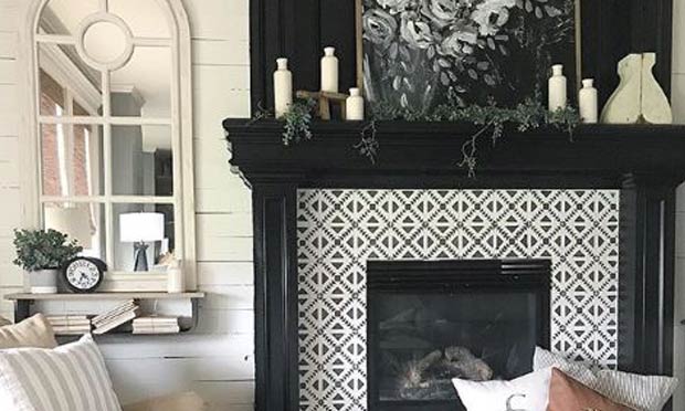 Sizzling Stencil Style: Paint Your Fireplace Tiles
