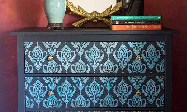 How to Stencil Tutorial: Exotic Ikat Stencil Ikea Furniture Hack