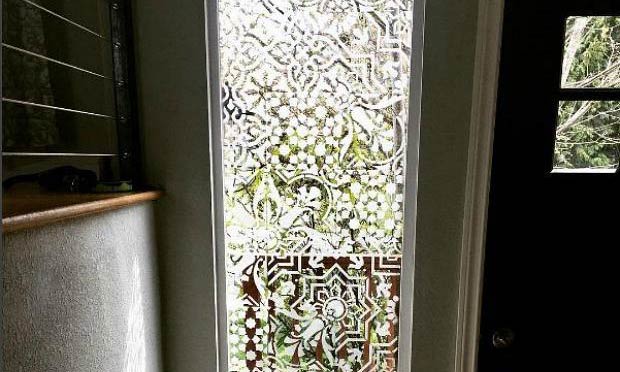Privacy Screens Made Pretty with Stencils, Paint & Etched Glass