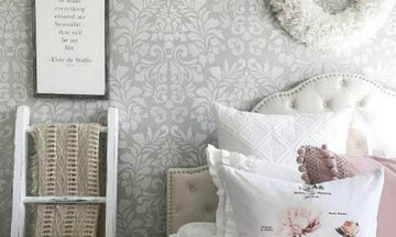 Stencil Your Bedroom with a Classic Damask Wallpaper Look
