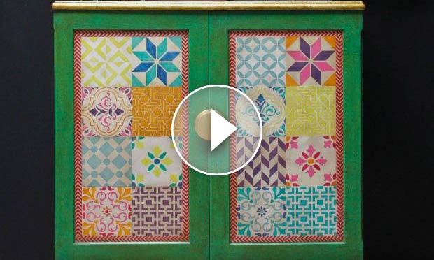 Stenciling Furniture with Chalk Paint® and Boho Style Tiles