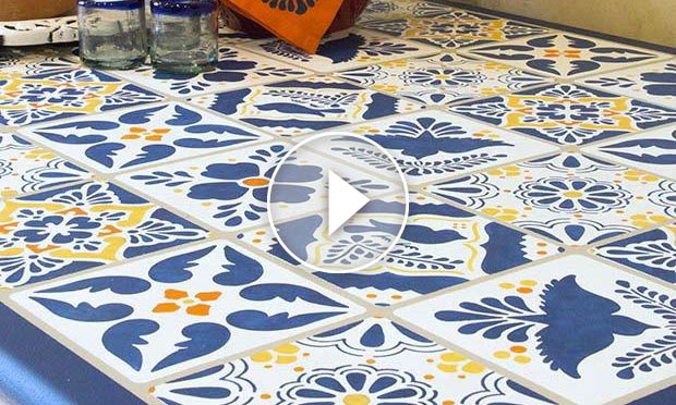 How to Stencil a Mexican Talavera Tile Table