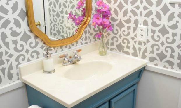 How To Makeover Your Bathroom with Wall Stencils