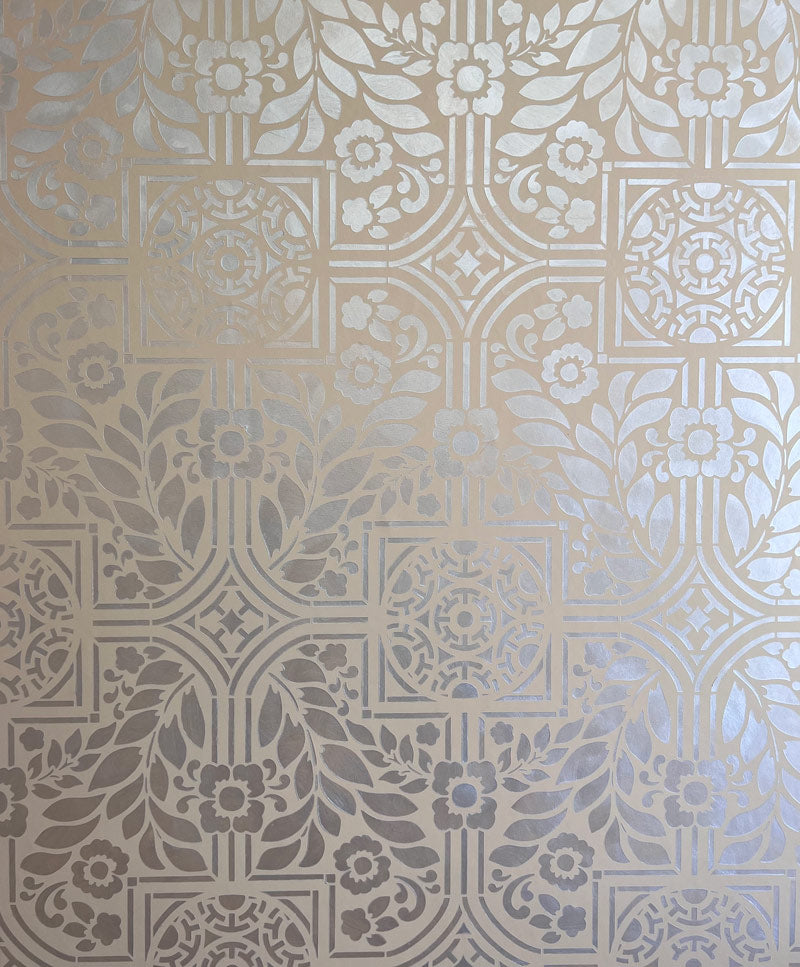 Easiest Accent Wall Stencil Finish Using Metallic Stencil Creme Paint