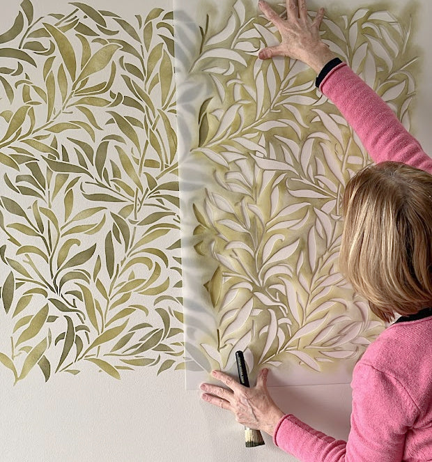 Stencil Your Way to a Gorgeous Wallpaper Look: How to Stencil a Wall with 2 Paint Colors