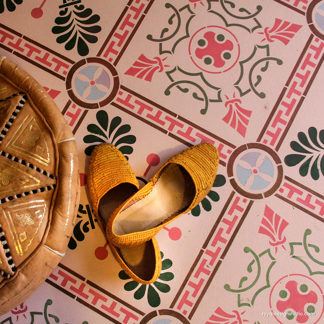 Grecian Tile Damask Wall Stencil - Greek Pattern for DIY Home Decor