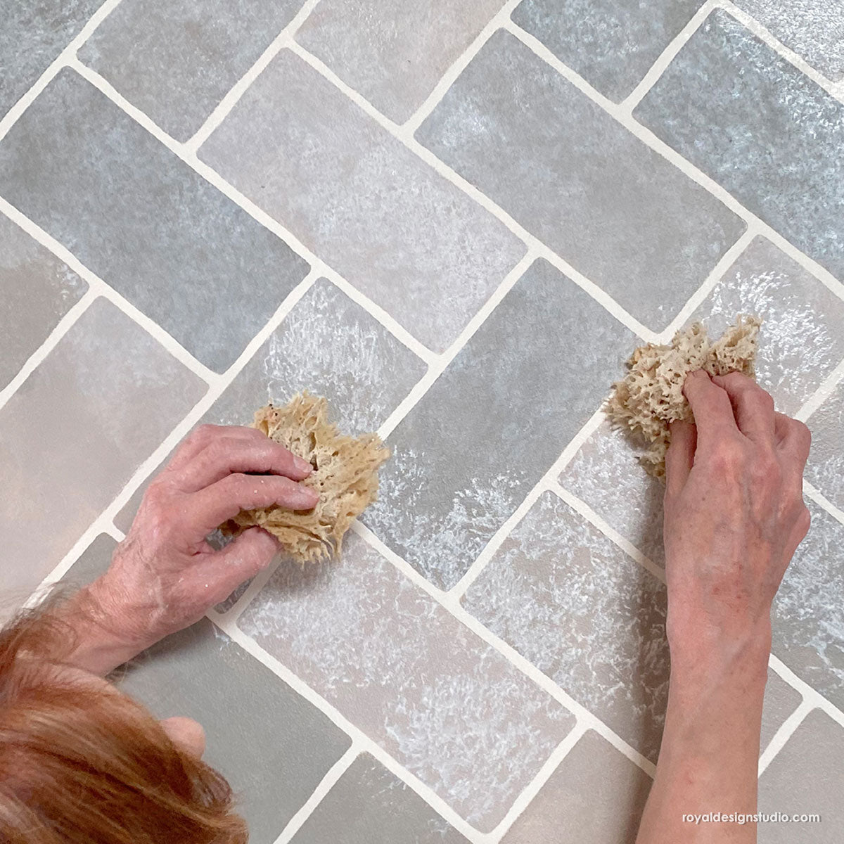 Herringbone Brick Wall Stencil