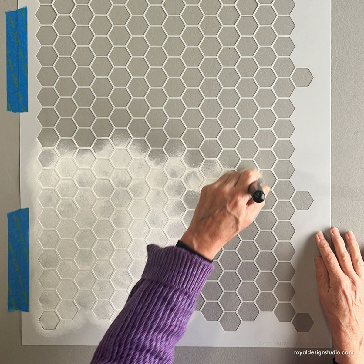 Hexagon Tile Floor Stencil