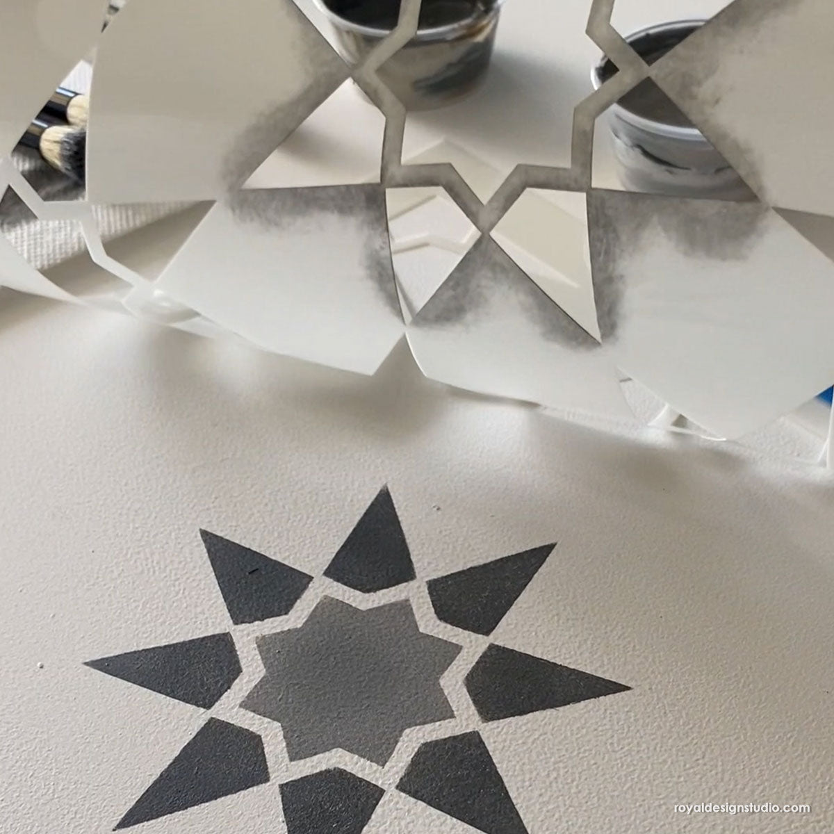 Geometric Tile Stencil Quilted Star - Reusable Stencils for