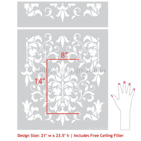 Large Trellis Wall Stencil | Acanthus Damask Wall Stencil for DIY Wallpaper