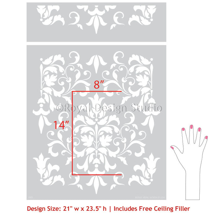 Large Trellis Wall Stencil | Acanthus Damask Wall Stencil for DIY Wallpaper