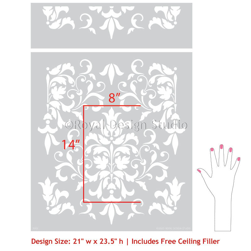 Foliate Damask Wall Stencil