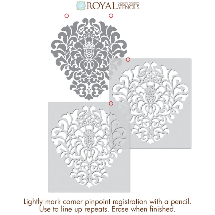 Large Trellis Wall Stencil | Acanthus Damask Wall Stencil for DIY Wallpaper