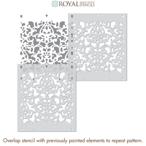 Allover Wall Stencil for DIY Wallpaper Painting | Donatella Damask