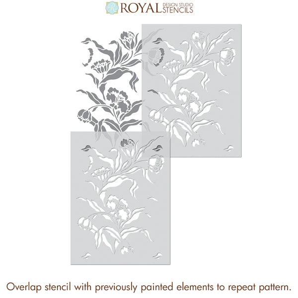 Large Trellis Wall Stencil | Acanthus Damask Wall Stencil for DIY Wallpaper
