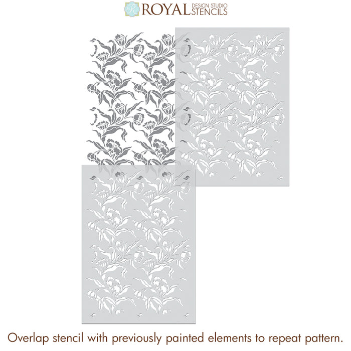 Large Trellis Wall Stencil | Acanthus Damask Wall Stencil for DIY Wallpaper
